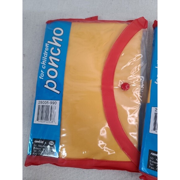 New 2 Pack Rainkist Poncho For Children Unisex Yellow Heavy Vinyl Side Snaps - Picture 6 of 8